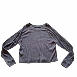 Gilly Hicks Hollister Grey Ribbed Crop Light Sweater Size Medium Super Soft